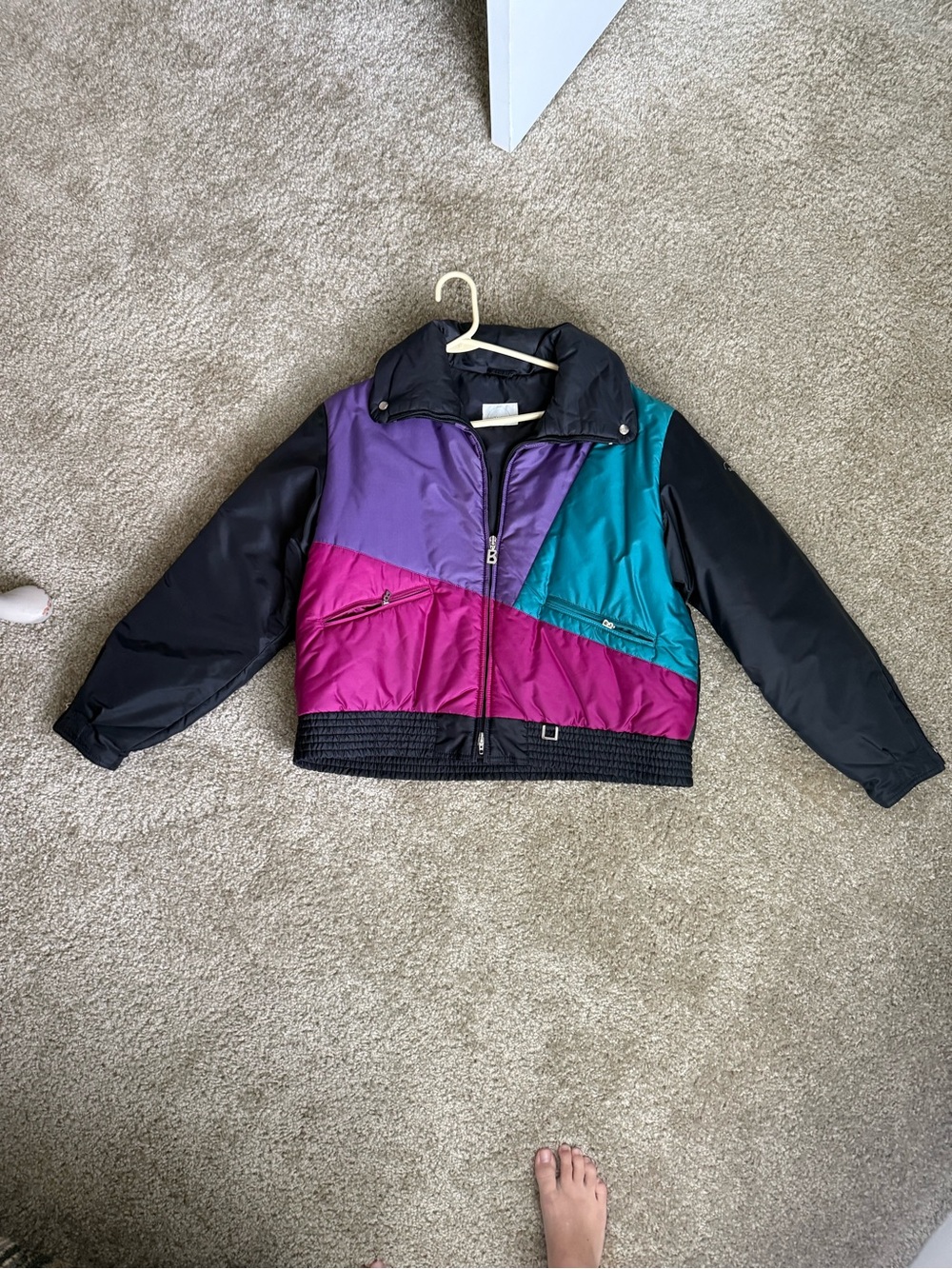 Bogner women  Puffer Jacket in Black, Teal, Purple & Magenta vintage